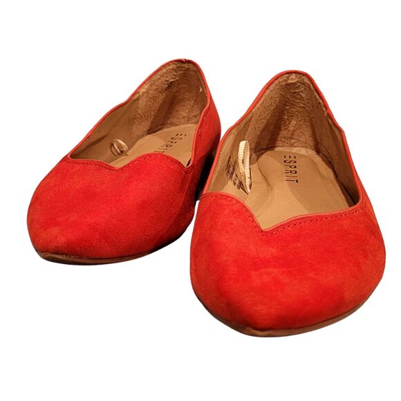 Esprit Red Pamela Textile Suede Scallop Edge Pointed Toe Flat Womens Shoes 8M - Picture 5 of 5